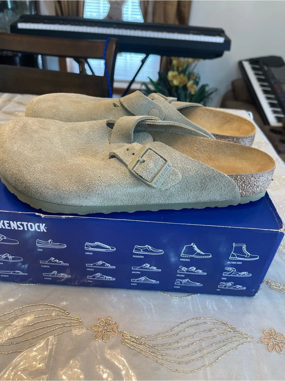 NWB Birkenstock men’s Boston suede leather casual clogs olive green size 11-11.5